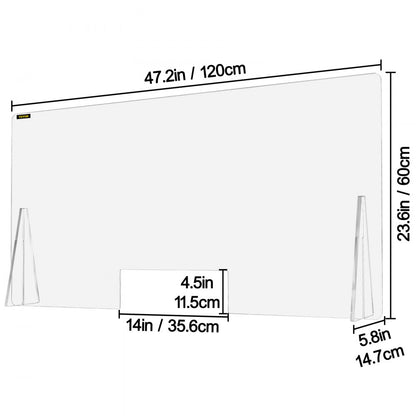 010857568769 - 23.6"x47.2" Acrylic Sneeze Guard for Countertops