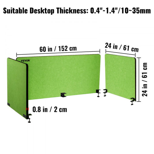 60ZMGYPFCLS - 60'' Green Desk Divider for Enhanced Privacy and Noise Reduction