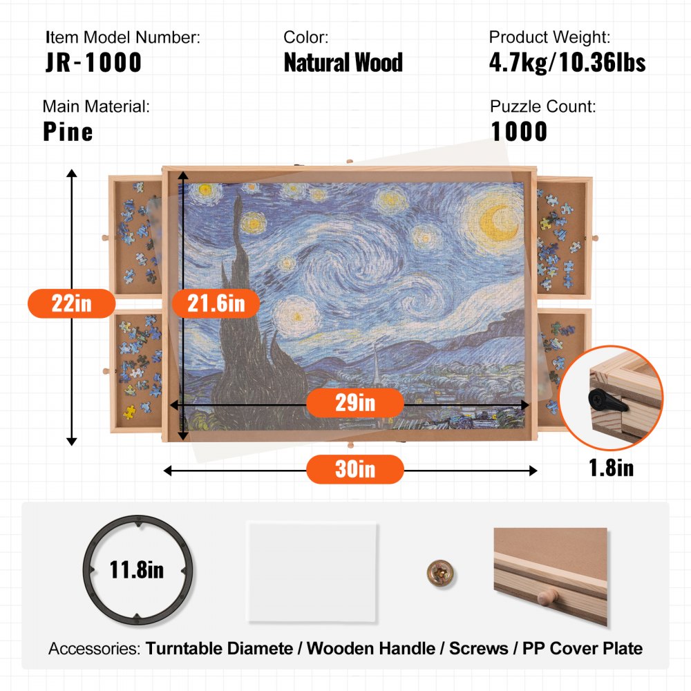 JR-1000 - VEVOR 29" x 21.6" Puzzle Board for Hobbies and Games