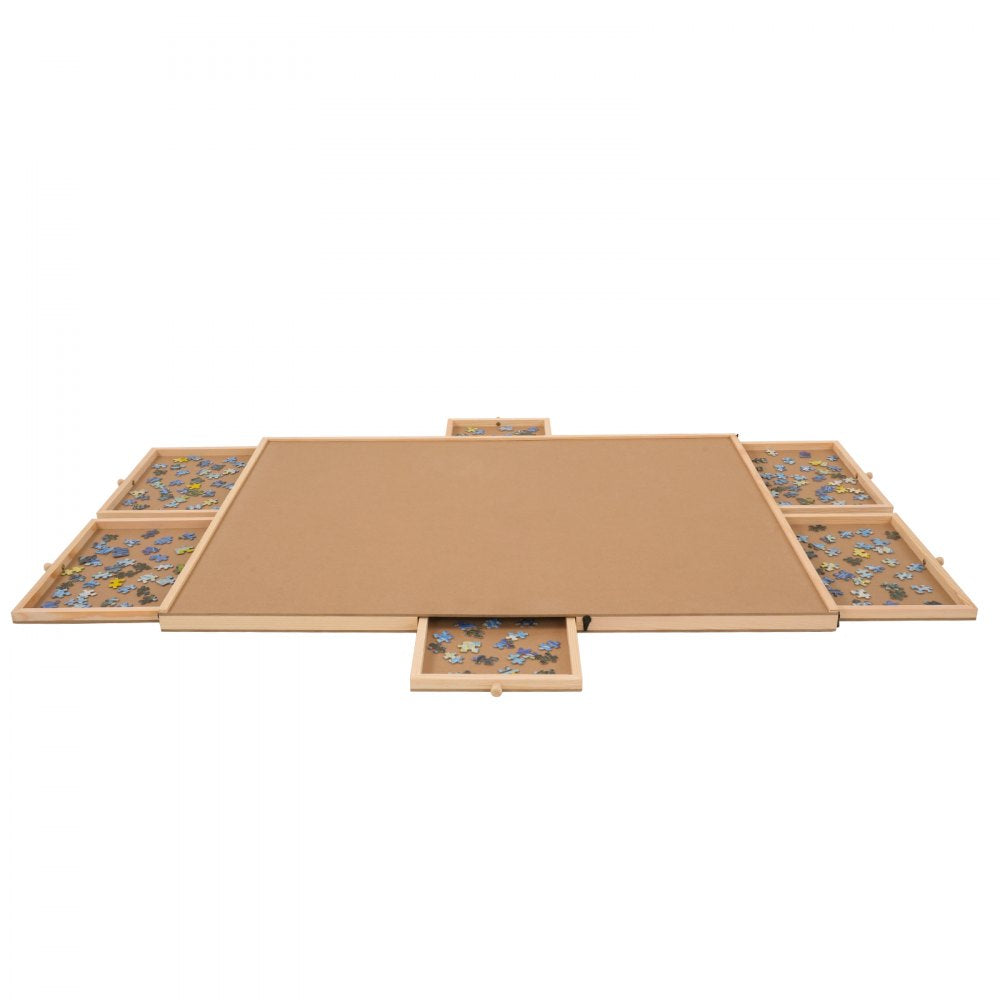 JR-1500 - 32.7"x24.6" Pine Puzzle Board with 6 Drawers & Cover