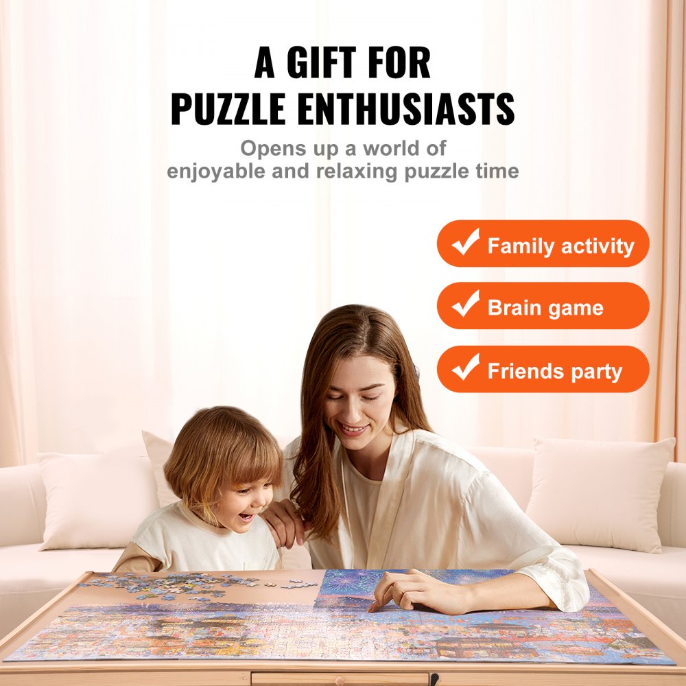 JR-2000 - Sturdy 40.2" x 29.4" VEVOR Puzzle Board with 6 Drawers