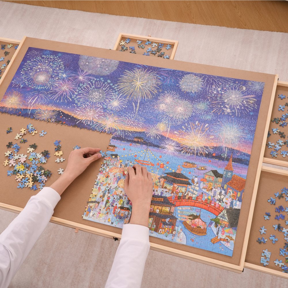 JR-2000 - Sturdy 40.2" x 29.4" VEVOR Puzzle Board with 6 Drawers