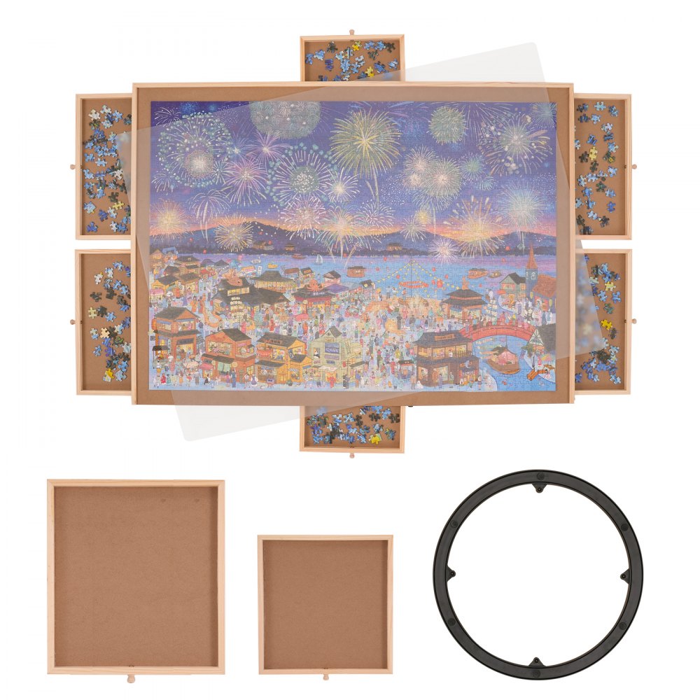 JR-2000 - Sturdy 40.2" x 29.4" VEVOR Puzzle Board with 6 Drawers