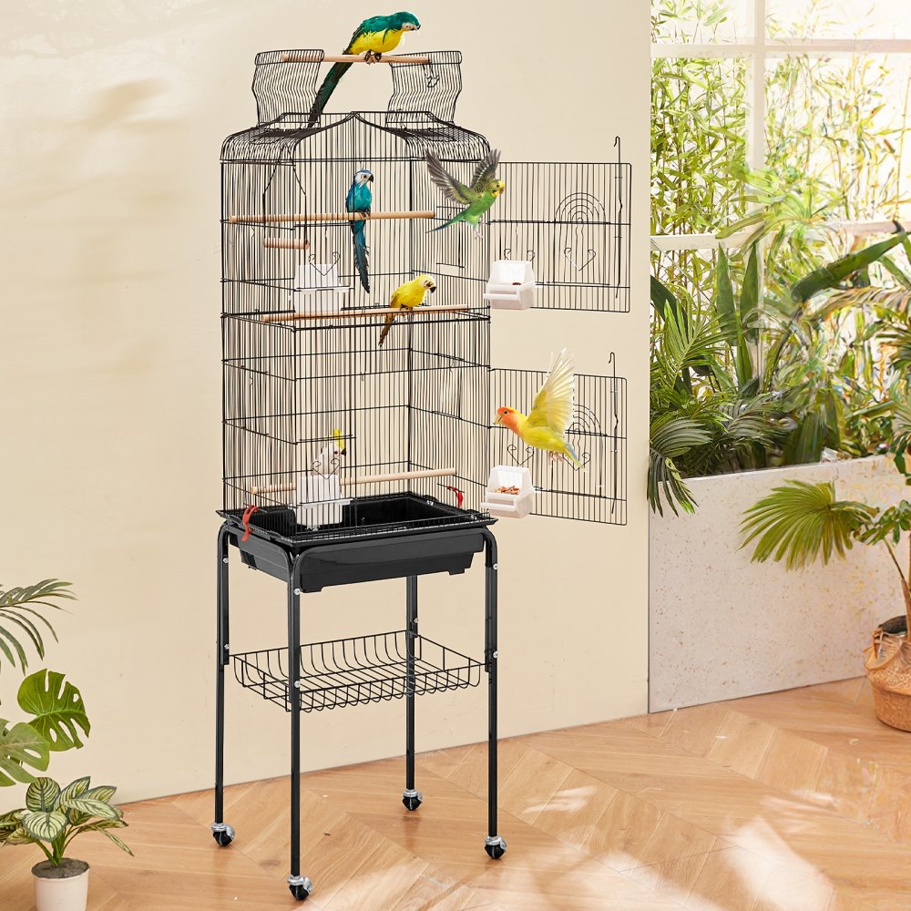 3016-2+JIA - 62" Rolling Metal Bird Cage for Parakeets & Small Birds