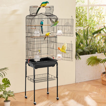3016-2+JIA - 62" Rolling Metal Bird Cage for Parakeets & Small Birds