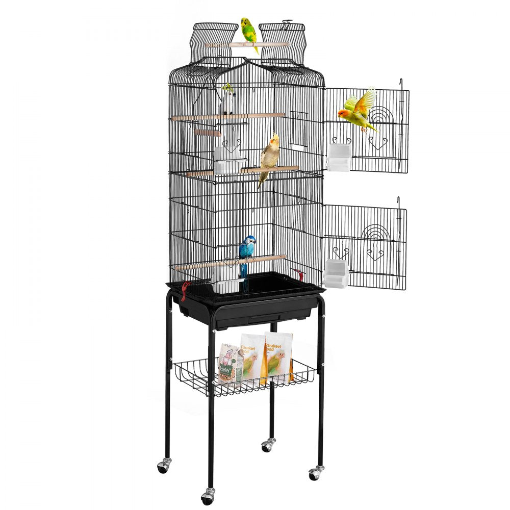 3016-2+JIA - 62" Rolling Metal Bird Cage for Parakeets & Small Birds