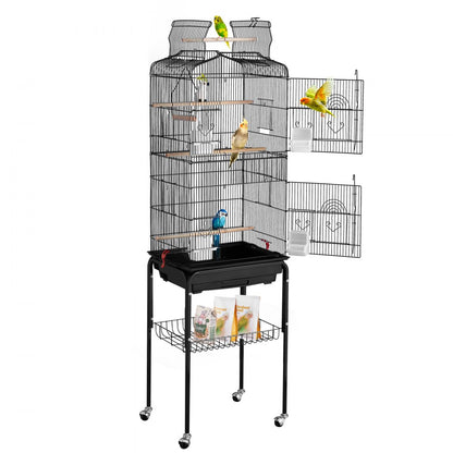 3016-2+JIA - 62" Rolling Metal Bird Cage for Parakeets & Small Birds
