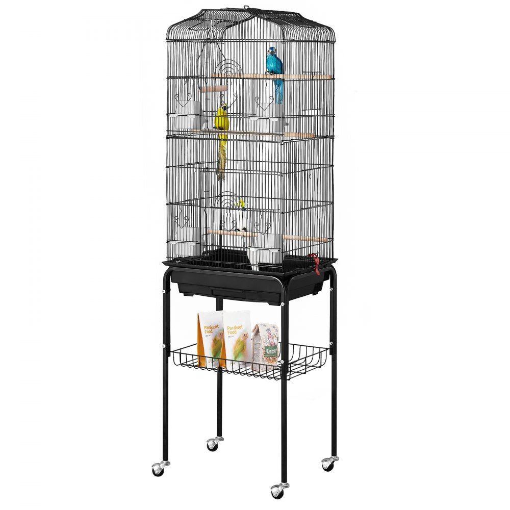 3016-2+JIA - 62" Rolling Metal Bird Cage for Parakeets & Small Birds
