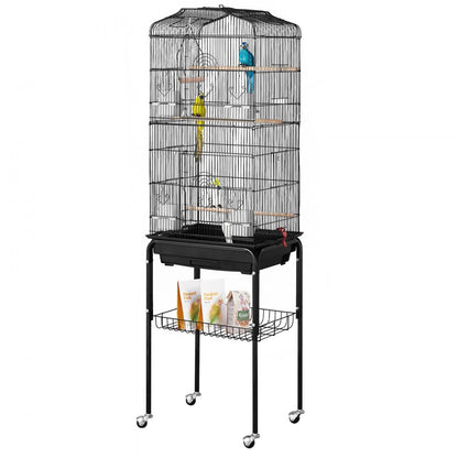 3016-2+JIA - 62" Rolling Metal Bird Cage for Parakeets & Small Birds