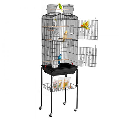 3016-2+JIA - 62" Rolling Metal Bird Cage for Parakeets & Small Birds