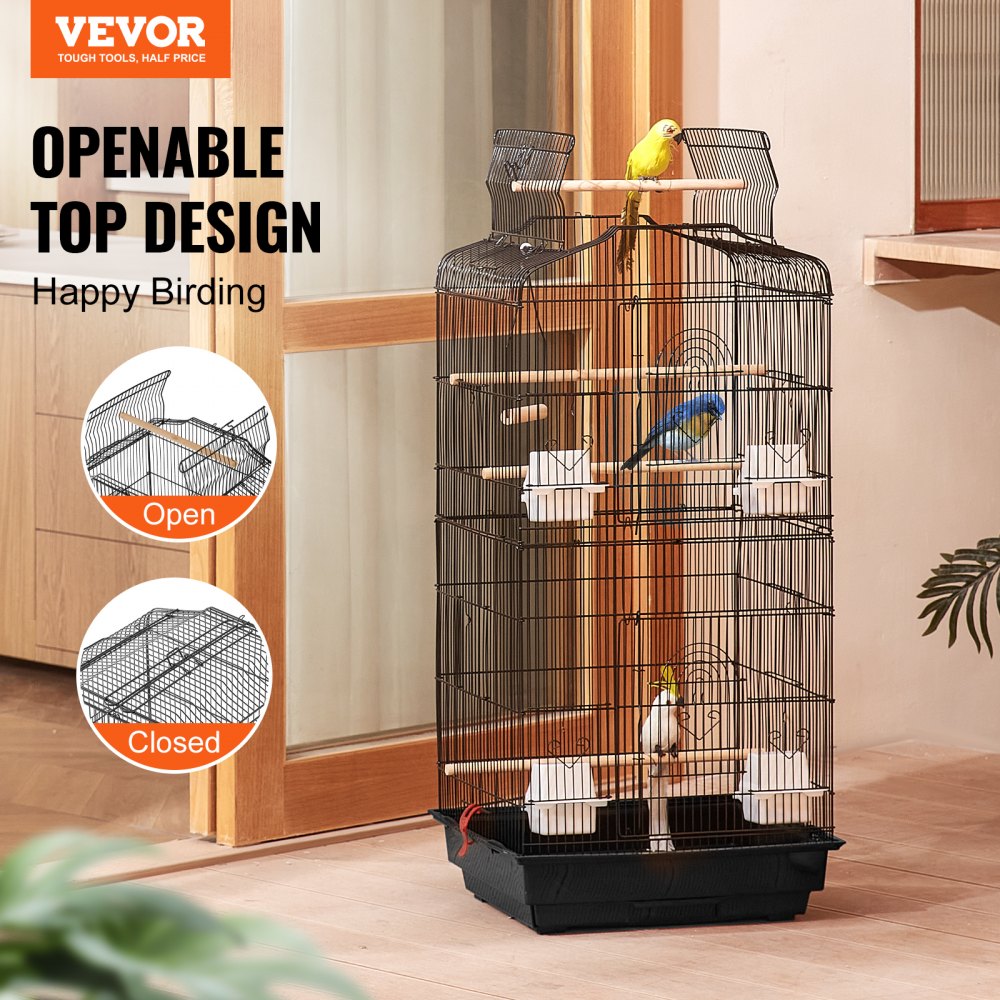 3016-2 - 39" VEVOR Hanging Bird Cage with Double Doors & Cleaning Tray