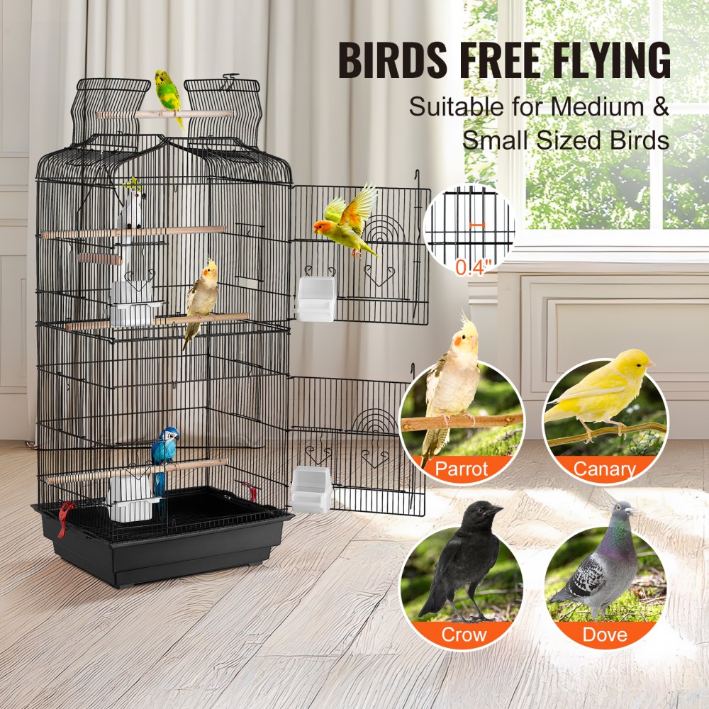 3016-2 - 39" VEVOR Hanging Bird Cage with Double Doors & Cleaning Tray