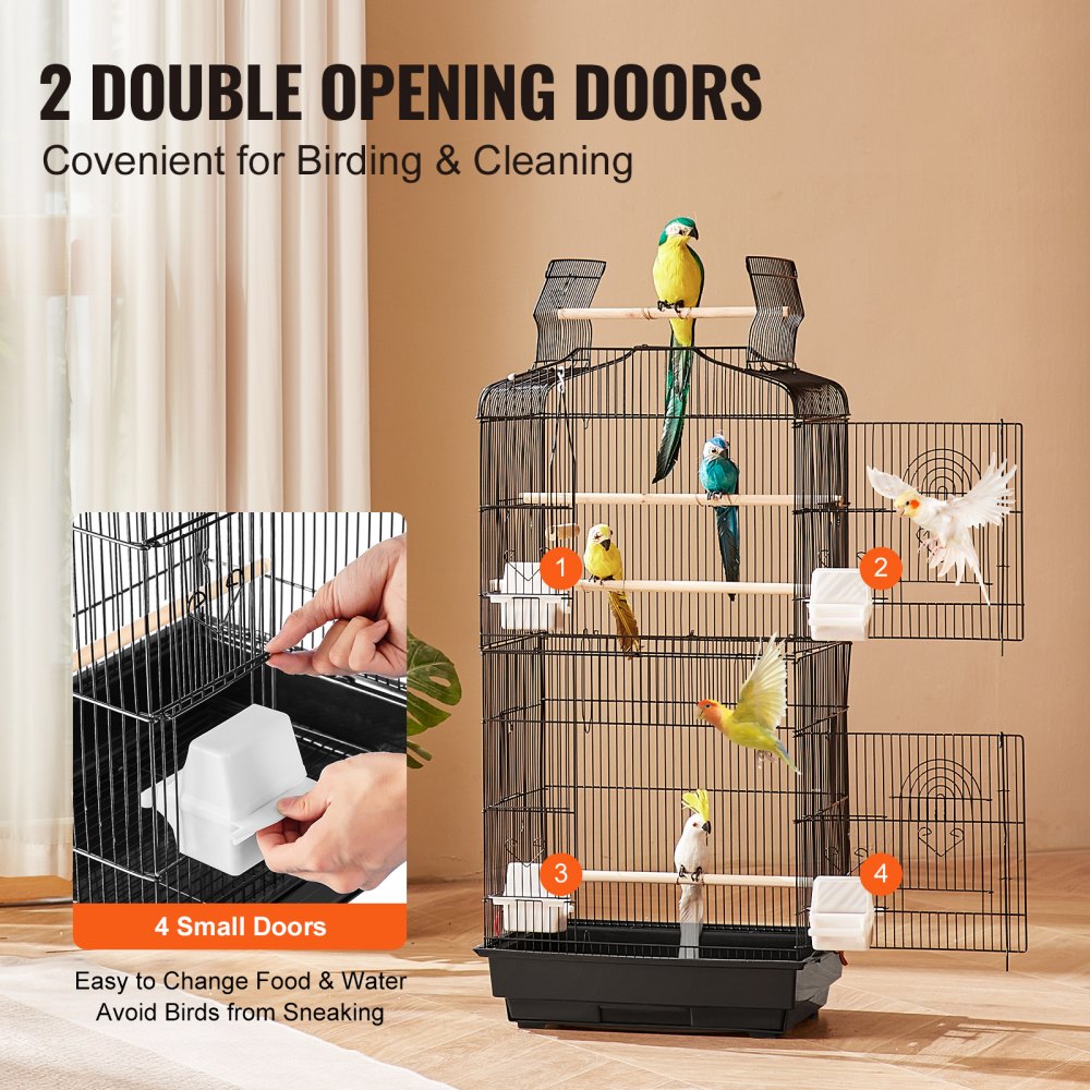 3016-2 - 39" VEVOR Hanging Bird Cage with Double Doors & Cleaning Tray