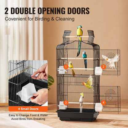 3016-2 - 39" VEVOR Hanging Bird Cage with Double Doors & Cleaning Tray