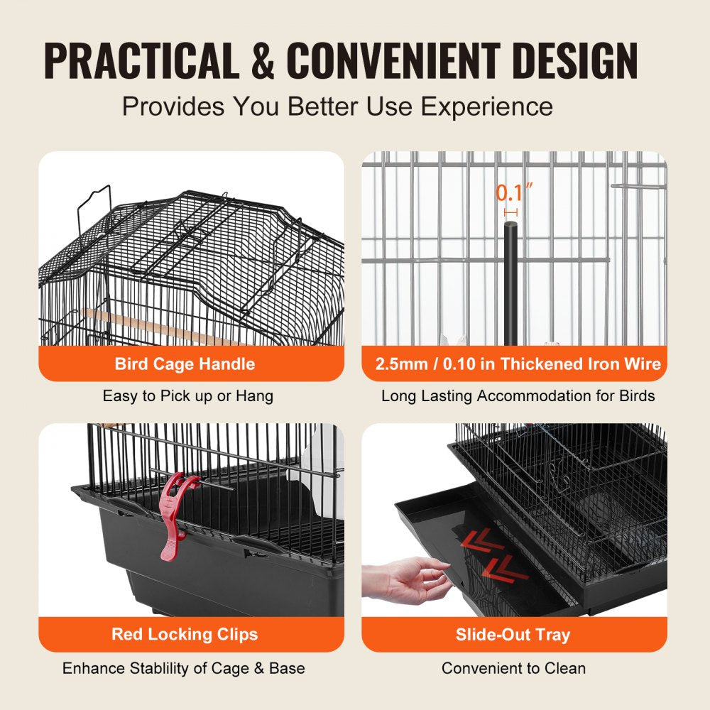3016-2 - 39" VEVOR Hanging Bird Cage with Double Doors & Cleaning Tray