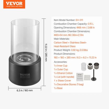 EH-011 - 6.30" Smokeless Tabletop Fire Pit for Indoor/Outdoor Use