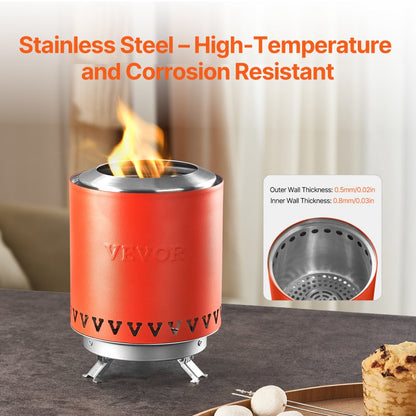 EH-008-1 - 6" Smokeless Stainless Steel Tabletop Fire Pit for Outdoor Relaxation