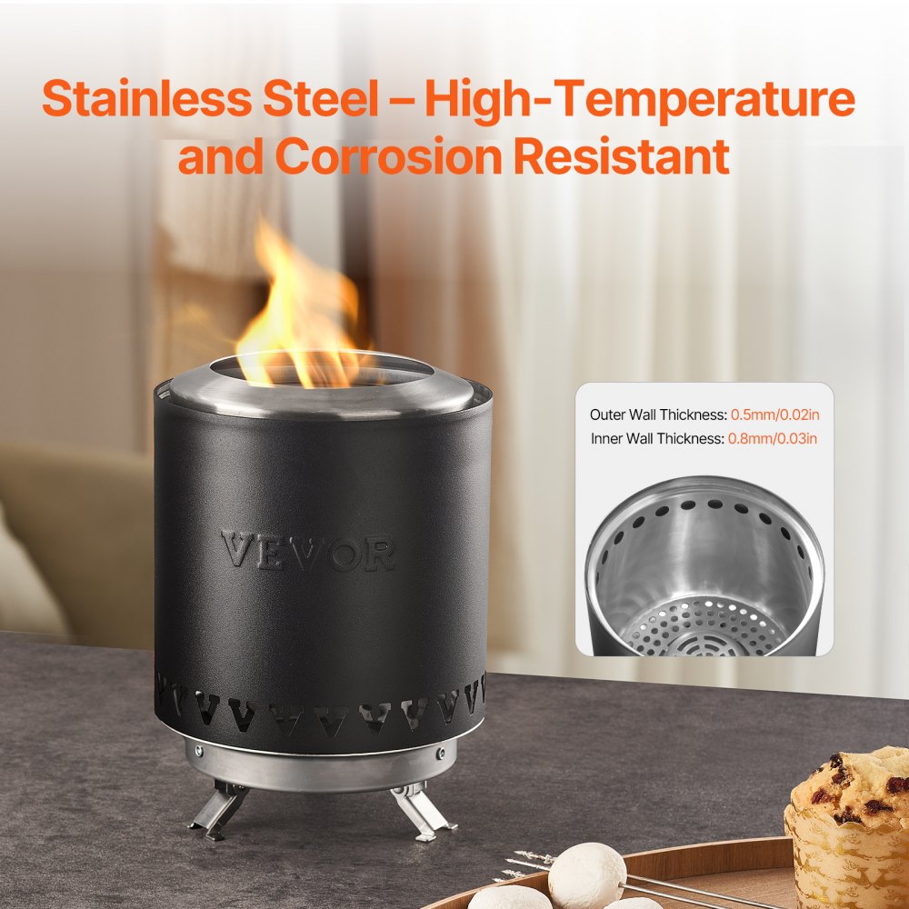 EH-008-2 - 6" Smokeless Tabletop Fire Pit for Indoor & Outdoor Use