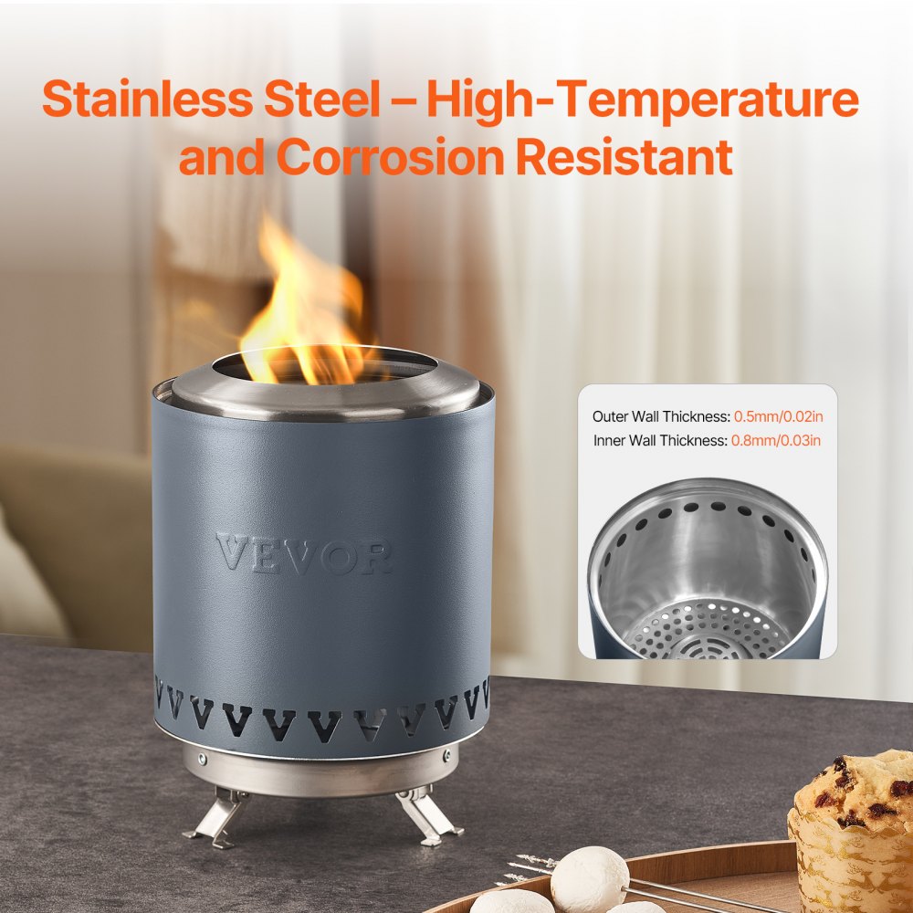 EH-008-3 - 6-Inch Smokeless Tabletop Fire Pit for Indoor & Outdoor Use