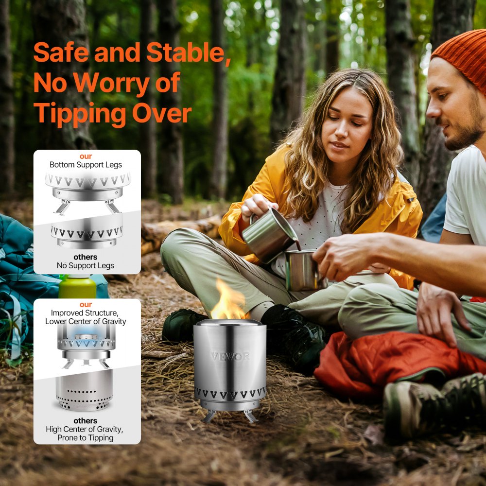 EH-008 - 6-Inch Smokeless Tabletop Fire Pit for Indoor & Outdoor Use