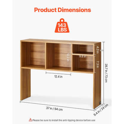 KLBS-03 - 37" Wood Desktop Bookshelf with 143 lbs Capacity and Organizers