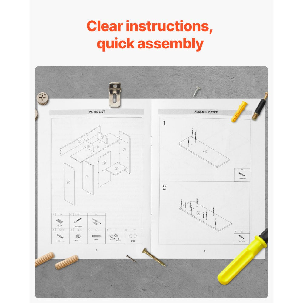 KLBS-04 - 37.2" VEVOR Bookshelf: Durable Organizer for Desks