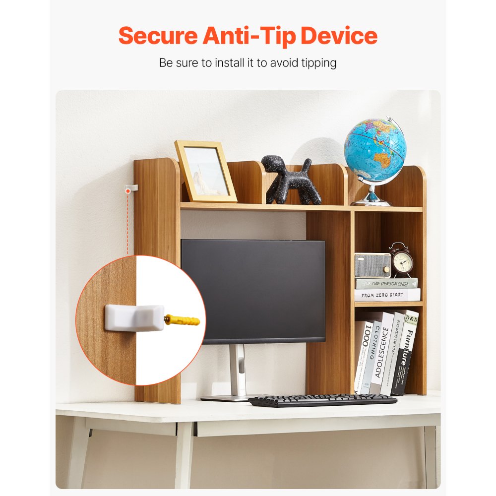 KLBS-06 - Sturdy 37.2" Desktop Bookshelf with Multiple Compartments