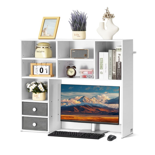 KLBS-11 - 37" Desktop Bookshelf for Organized Workspaces, Supports 27" Monitor