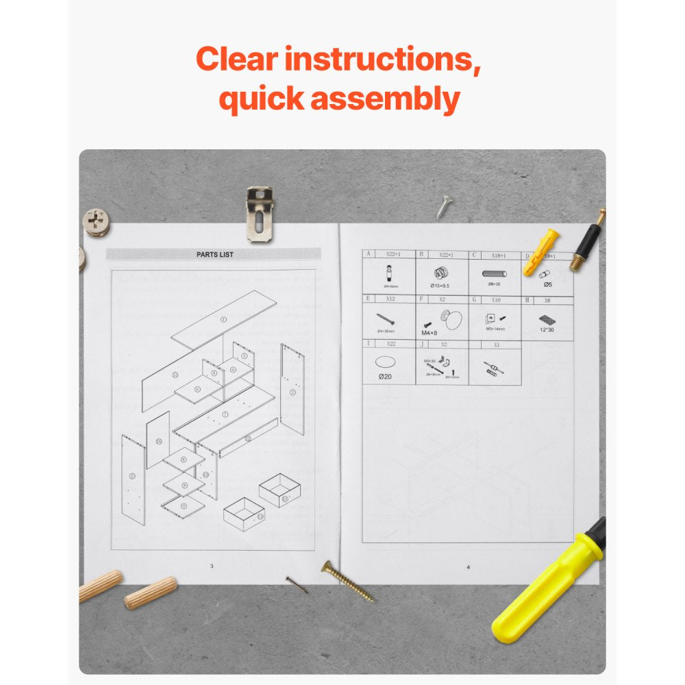 KLBS-10 - 37" VEVOR Bookshelf for Organized Home & Office Spaces