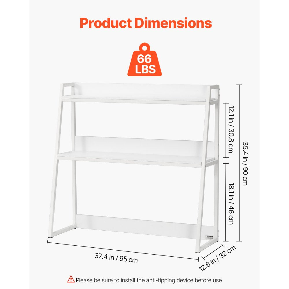 KLBS-08 - 37.4" VEVOR Bookshelf with Compartments for Organized Desks