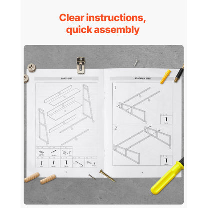 KLBS-08 - 37.4" VEVOR Bookshelf with Compartments for Organized Desks