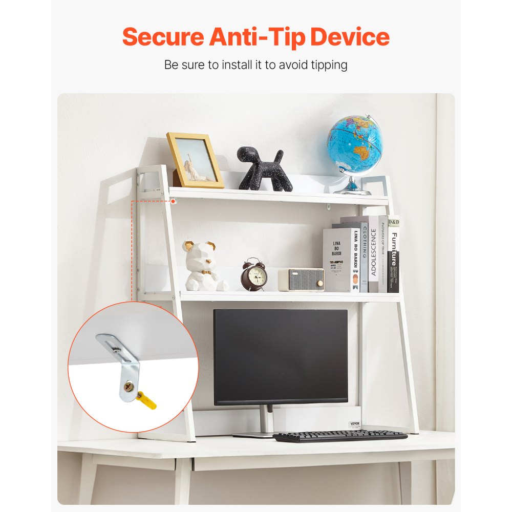 KLBS-08 - 37.4" VEVOR Bookshelf with Compartments for Organized Desks