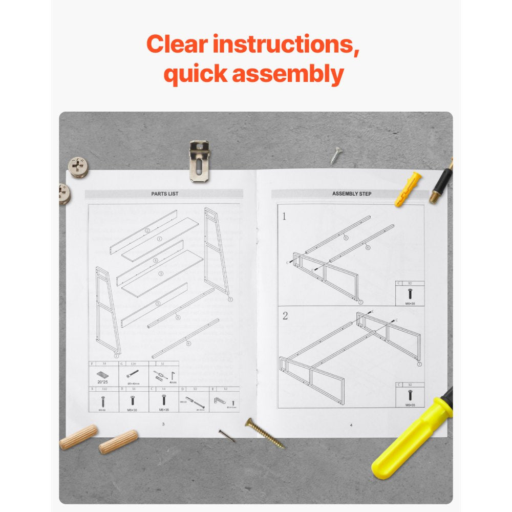 KLBS-07 - 37.4" Black 2-Tier Desktop Bookshelf for Organized Workspaces