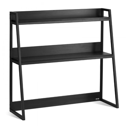 KLBS-07 - 37.4" Black 2-Tier Desktop Bookshelf for Organized Workspaces