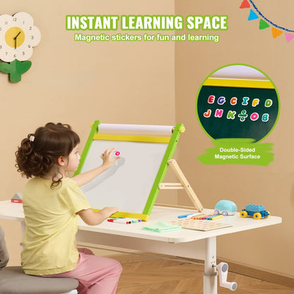 AC7813A - Double-Sided Kids Art Easel with Chalkboard & Whiteboard