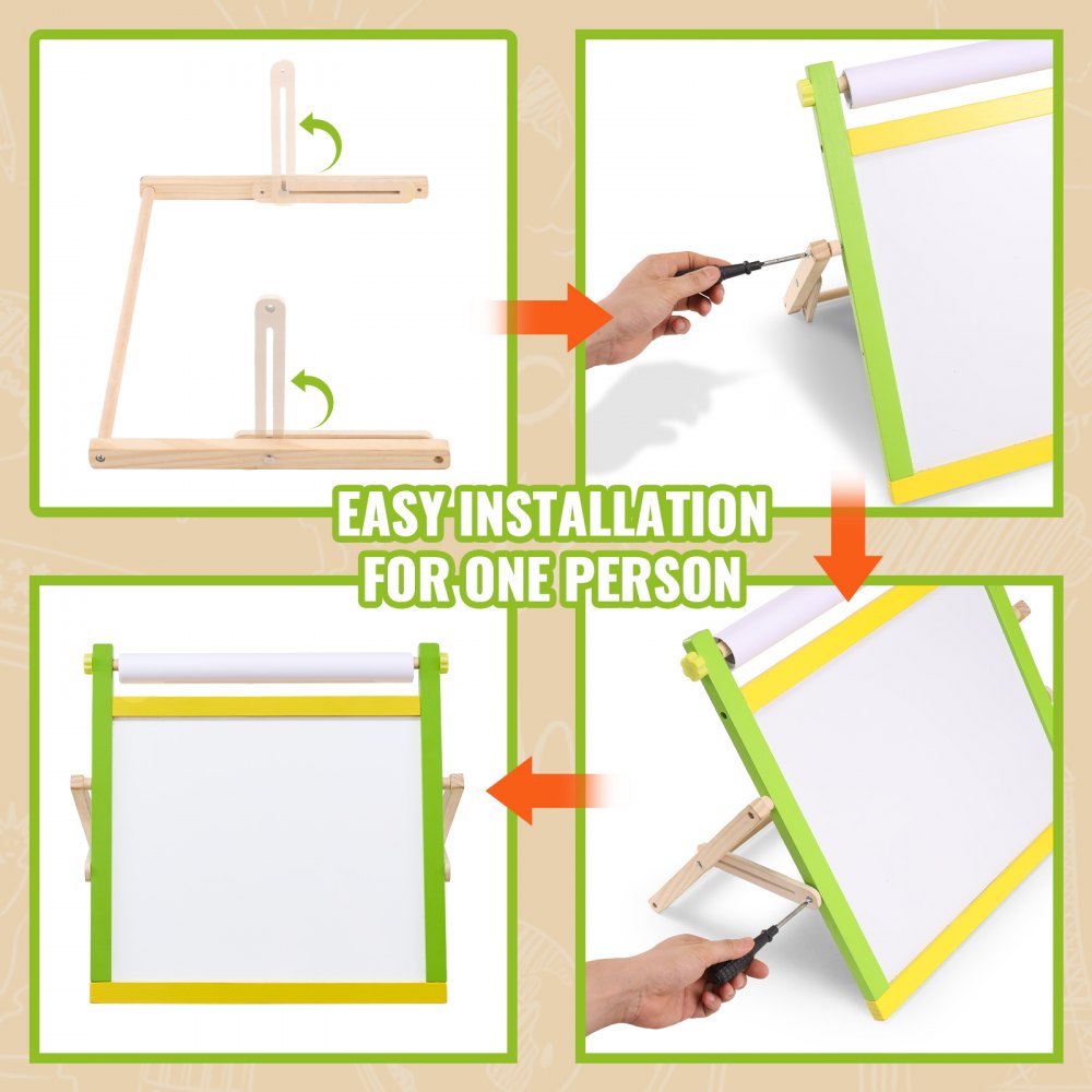 AC7813A - Double-Sided Kids Art Easel with Chalkboard & Whiteboard