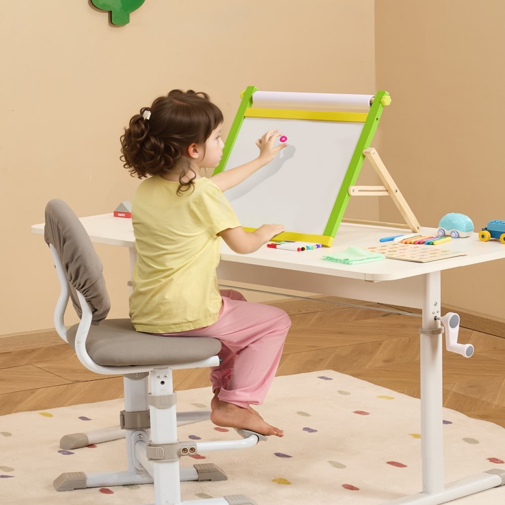 AC7813A - Double-Sided Kids Art Easel with Chalkboard & Whiteboard