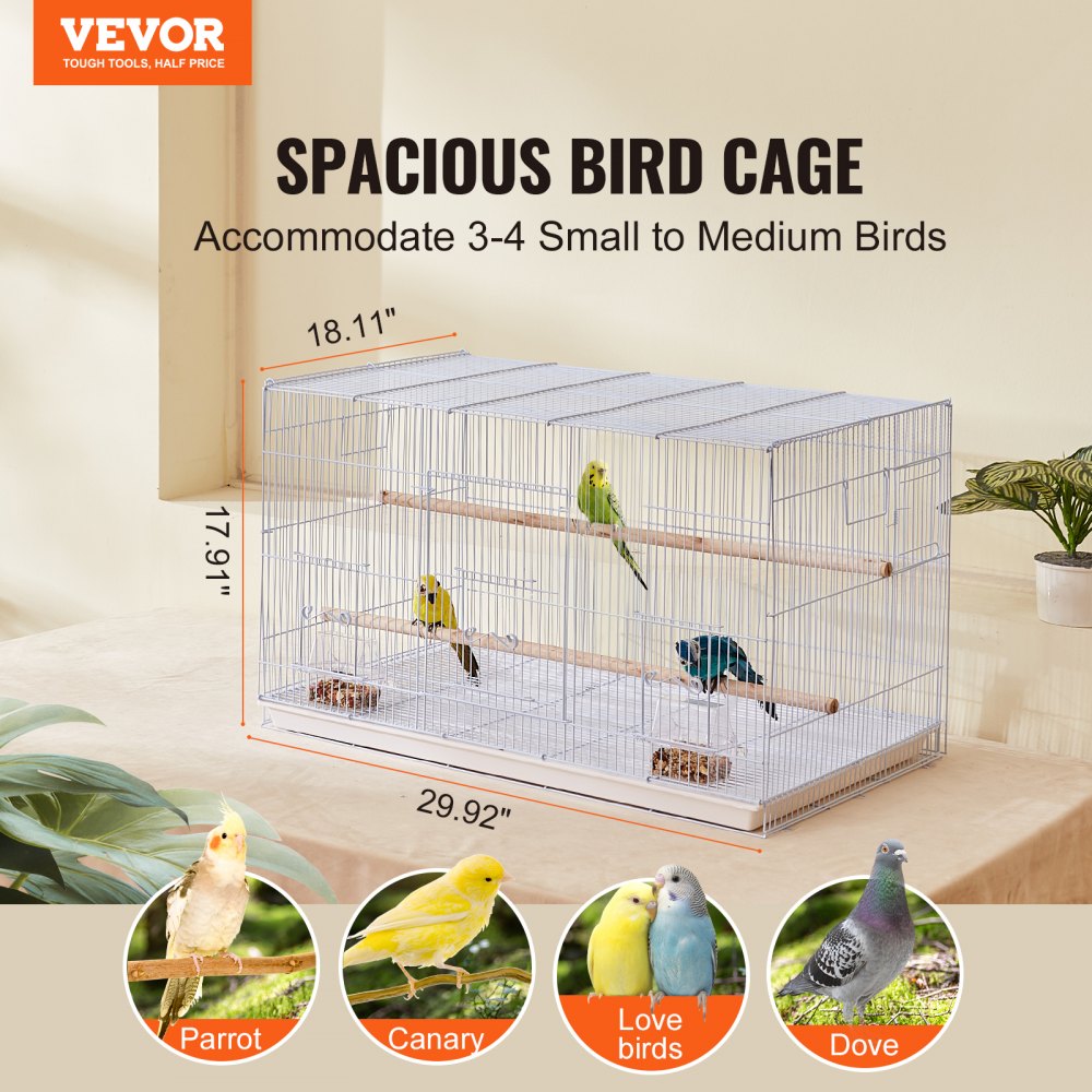 504CD white - 30x18x18 in Sturdy Carbon Steel Bird Cage with Secure Door
