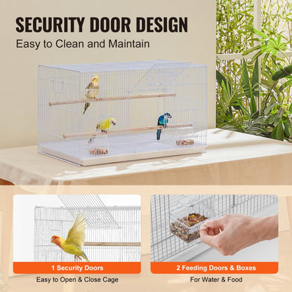 504CD white - 30x18x18 in Sturdy Carbon Steel Bird Cage with Secure Door
