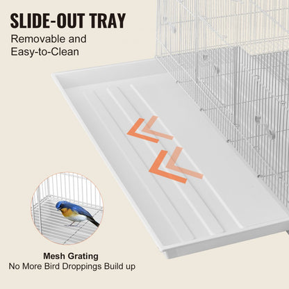 504CD white - 30x18x18 in Sturdy Carbon Steel Bird Cage with Secure Door