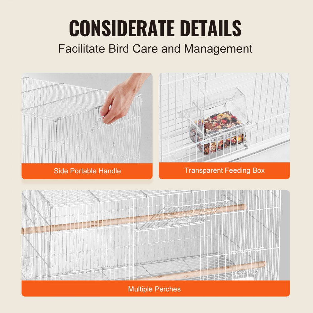 504CD white - 30x18x18 in Sturdy Carbon Steel Bird Cage with Secure Door