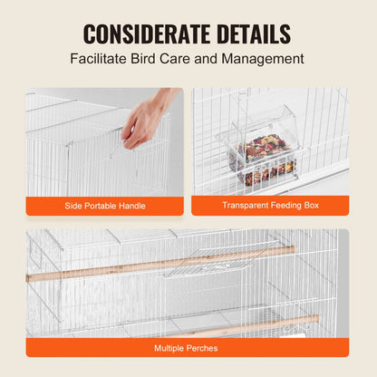 504CD white - 30x18x18 in Sturdy Carbon Steel Bird Cage with Secure Door