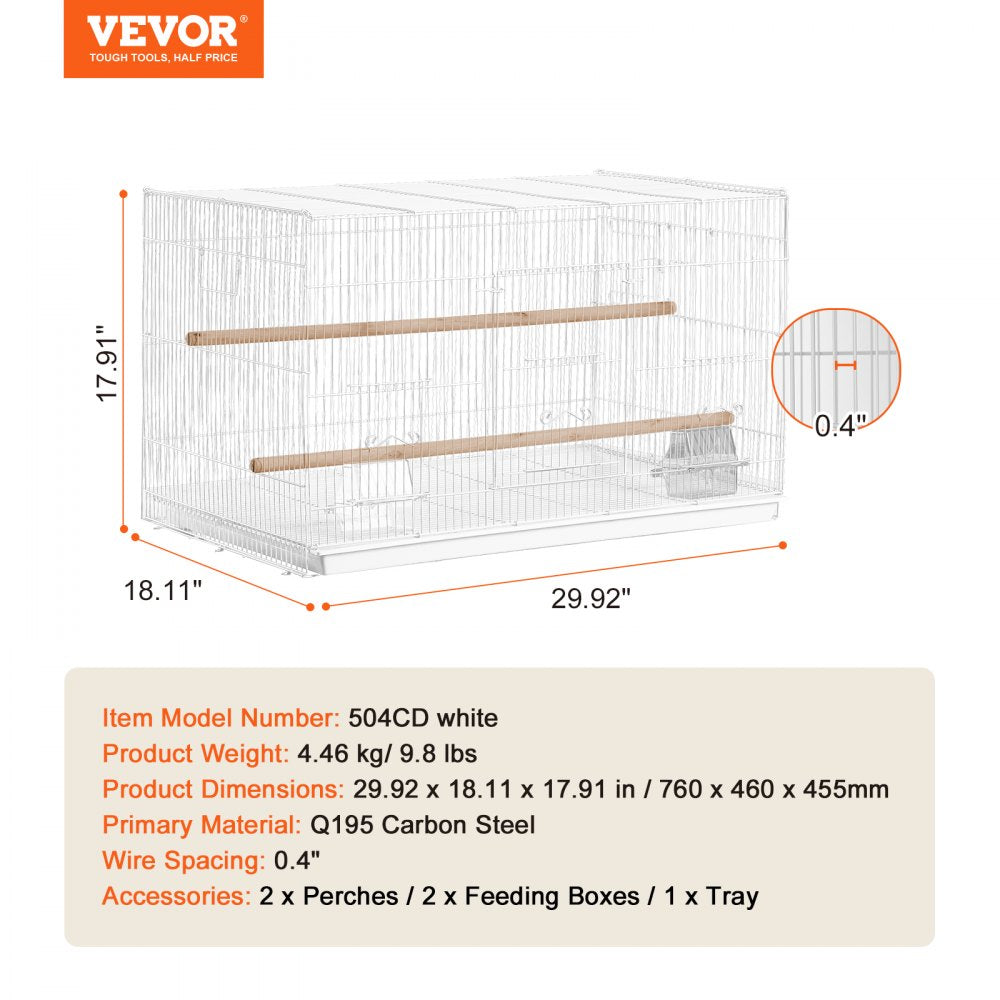 504CD white - 30x18x18 in Sturdy Carbon Steel Bird Cage with Secure Door