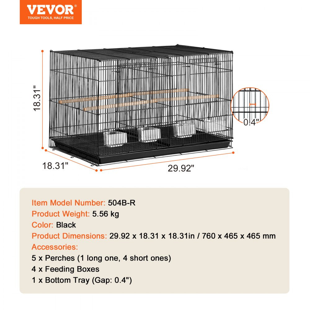504B-R - 30x18x18 In Bird Cage with Divider and Secure Door