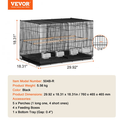 504B-R - 30x18x18 In Bird Cage with Divider and Secure Door