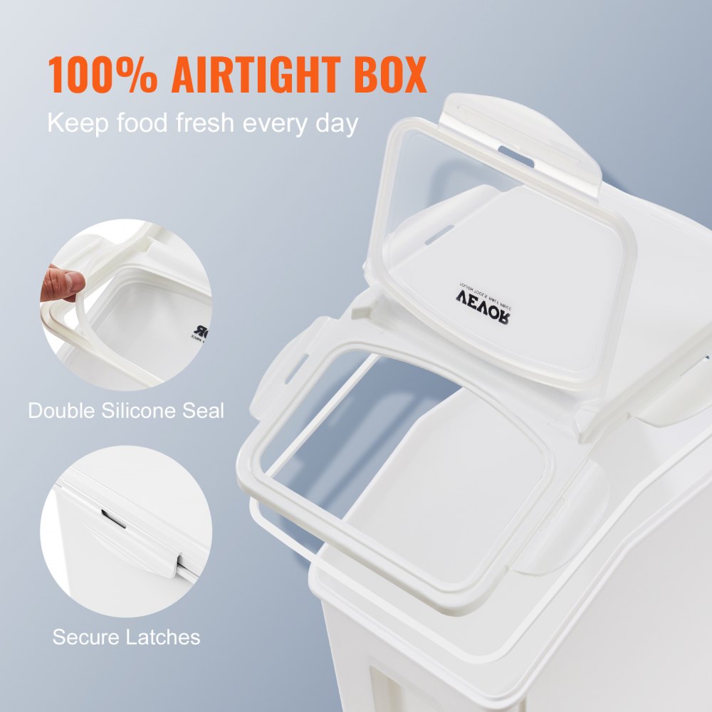 F-8908 - 2 x 15L Clear Airtight Food Storage Bin with Wheels