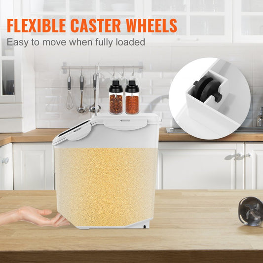 F-8908 - 2 x 15L Clear Airtight Food Storage Bin with Wheels