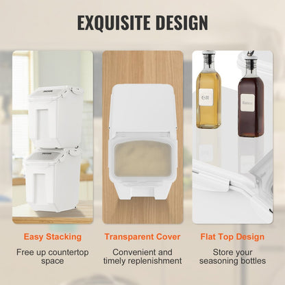 F-8908 - 2 x 15L Clear Airtight Food Storage Bin with Wheels