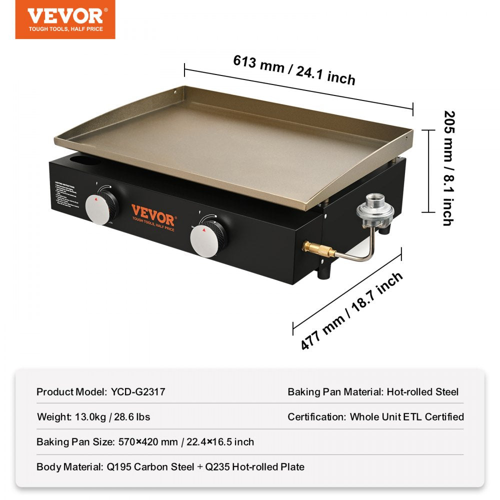 YCD-G2317 - Portable 22.4" Non-Stick Commercial Griddle for Versatile Cooking