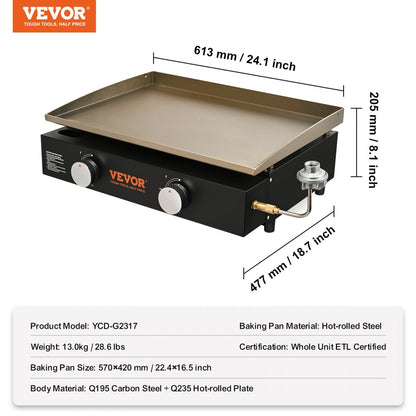 YCD-G2317 - Portable 22.4" Non-Stick Commercial Griddle for Versatile Cooking